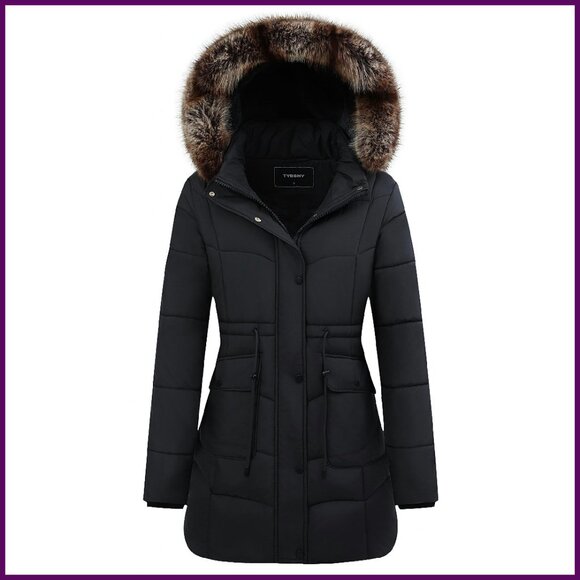 Women's Long Winter Puffer Coat Waterproof Down Alternative Parka Detachable